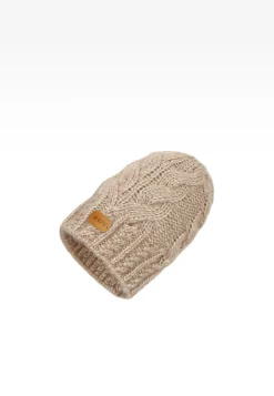 Beżowy zestaw BARTEK z wełną merino 85604-84, czapka + komin