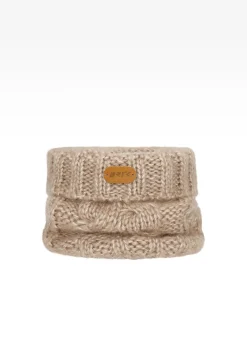 Beżowy zestaw BARTEK z wełną merino 85604-84, czapka + komin