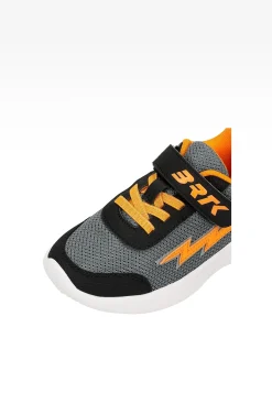 Czarno-szare sneakersy z pomarańczową błyskawicą BARTEK 87006-10