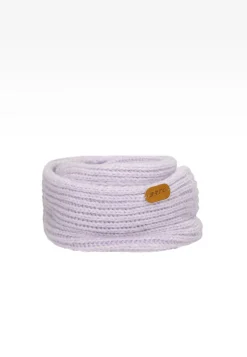Fioletowy zestaw BARTEK 85603-86  z wełną merino - czapka z dwoma pomponami i komin