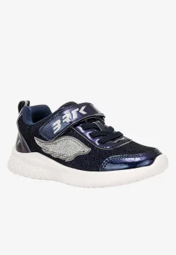 Granatowe brokatowe sneakersy ze srebrną aplikacją skrzydła BARTEK 87004-16