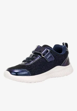 Granatowe brokatowe sneakersy ze srebrną aplikacją skrzydła BARTEK 87004-16