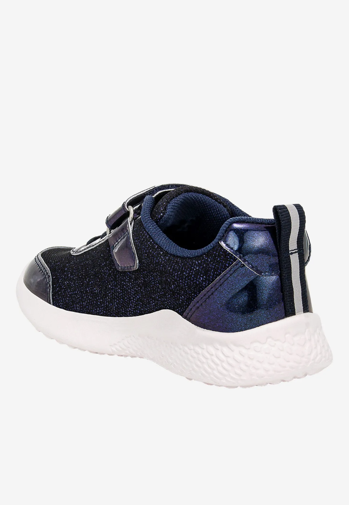 Granatowe brokatowe sneakersy ze srebrną aplikacją skrzydła BARTEK 87004-16