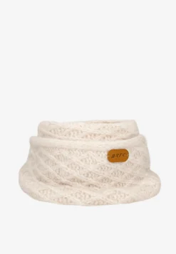Jasnobeżowy komplet BARTEK 8560284 czapka + komin z wełną merino