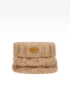 Jasnobrązowy zestaw BARTEK z wełny merino 85604-82, czapka + komin