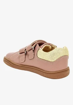 Różowe półbuty barefoot dla dziewczynki ze złotym zapiętkiem BARTEK 86003-55
