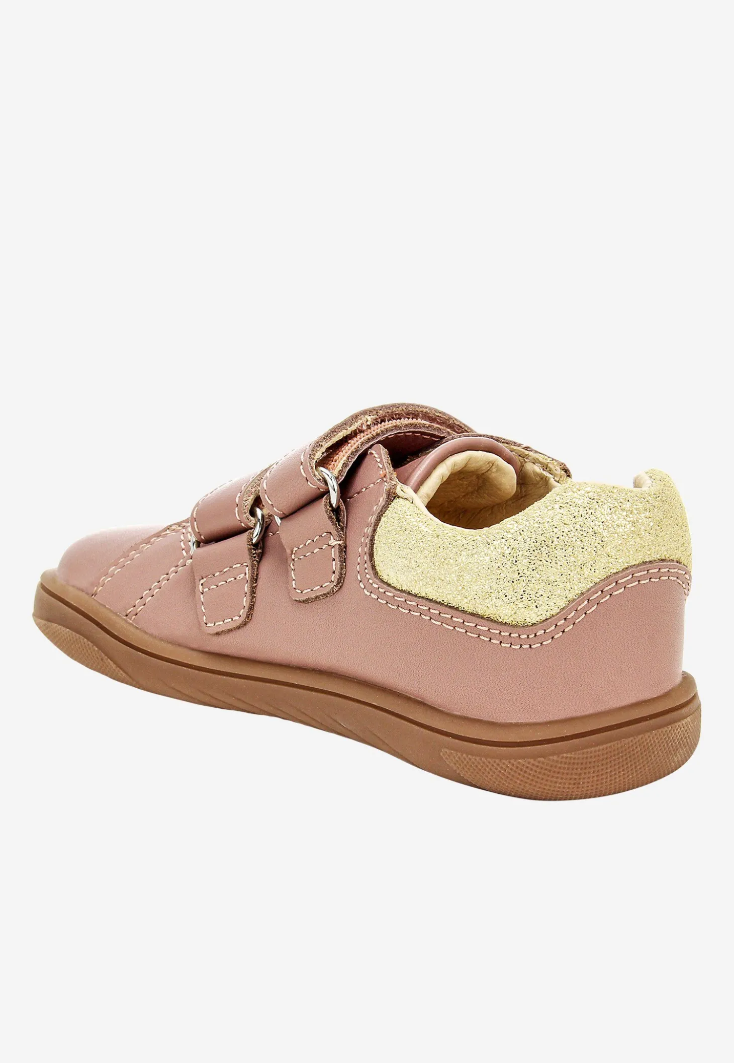 Różowe półbuty barefoot dla dziewczynki ze złotym zapiętkiem BARTEK 86003-55
