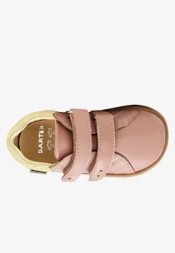 Różowe półbuty barefoot dla dziewczynki ze złotym zapiętkiem BARTEK 86003-55