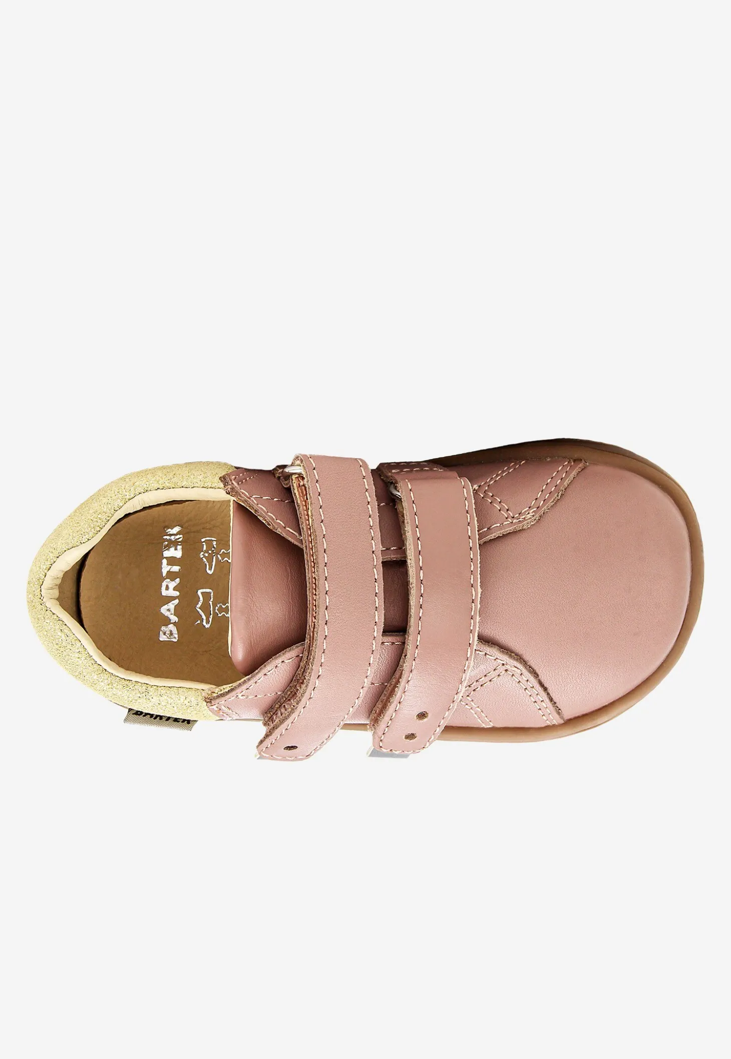 Różowe półbuty barefoot dla dziewczynki ze złotym zapiętkiem BARTEK 86003-55