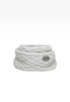 Szary zestaw BARTEK z wełną merino 85602-80 czapka z puchatym pomponem + komin